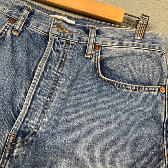 Re/Done 70s Stove Pipe Jeans Women's 30 Blue High Rise Crop Straight Leg Raw Hem - Picture 5 of 13